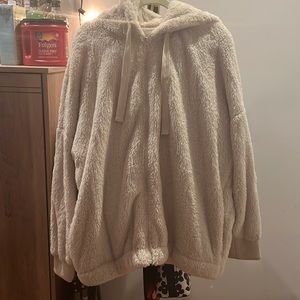Super Comfy Fuzzy White Zip Up Jacket